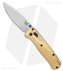 Flytanium Brass Crossfade Scales + Benchmade Bugout Knife (3.24" Satin)