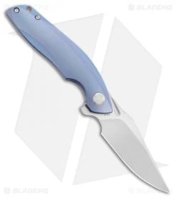Bestech Knives Ghost Frame Lock Knife Blue Titanium Left Hand (3.6" Stonewash)