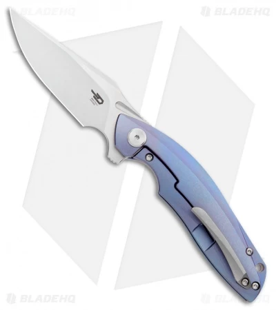 Bestech Knives Ghost Frame Lock Knife Blue Titanium Left Hand (3.6" Stonewash) 4 Bestech Knives Ghost Frame Lock Knife Blue Titanium Left Hand (3.6" Stonewash) - Image 2