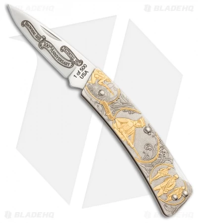 Browning BAR Military Folder Lockback Knife Gold (2.25" Satin) BR0277 3 Browning BAR Military Folder Lockback Knife Gold (2.25" Satin) BR0277