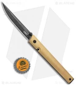 CRKT CEO Liner Lock Blade HQ Exclusive Knife Brass (3.11" Black Stonewash D2) -Knives Online Store CRKT Brass CEO LL Black SW BHQ 113987 jr bottlecap