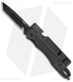CRKT Septimo Multi-Tool Tanto Liner Lock Knife Black Aluminum (2.9" Black)
