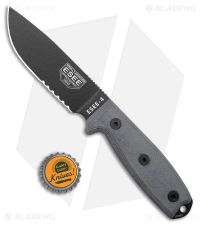 ESEE Knives ESEE-4S Fixed Blade Knife (4.5" Black Serr) 6 ESEE Knives ESEE-4S Fixed Blade Knife (4.5" Black Serr) - Image 4