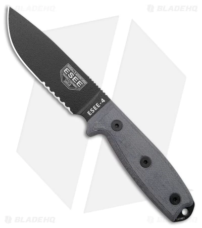 ESEE Knives ESEE-4S Fixed Blade Knife (4.5" Black Serr) 3 ESEE Knives ESEE-4S Fixed Blade Knife (4.5" Black Serr)