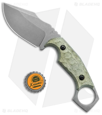 Fox Knives Monkey Thumper Fixed Blade Knife OD Green Micarta (3.5" Stonewash) 6 Fox Knives Monkey Thumper Fixed Blade Knife OD Green Micarta (3.5" Stonewash) - Image 4
