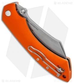 Fox Knives Pelican Liner Lock Knife Orange G-10 (3.5" Stonewash ) FX-534 O -Knives Online Store Fox Knives Pelican LL Orange G 10 FX 534 O BHQ 87343 jr side