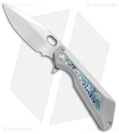 Marfione / Strider Custom MSG-3.5 Flipper Knife Abalone Inlay (3.5" Mirror)