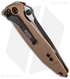 Microtech Socom Elite Manual Knife Tan (4" Black Serr) 160-2TA -Knives Online Store Microtech Socom Elite Manual Tan Black Serr 160 2TA BHQ 10391 jr side