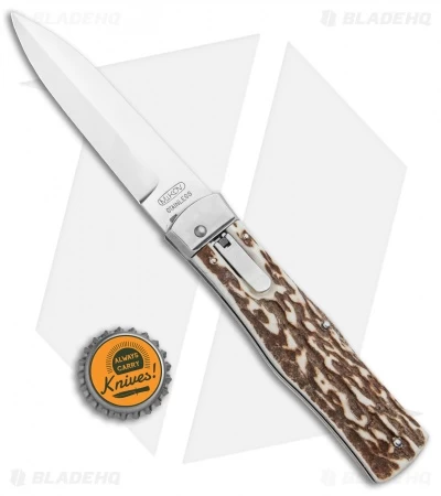 Mikov 241 Predator Lever Lock Automatic Knife Stag Bayonet (3.75" Polish) 6 Mikov 241 Predator Lever Lock Automatic Knife Stag Bayonet (3.75" Polish) - Image 4