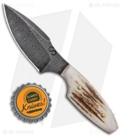 Olamic Cutlery Harpoon Slim Neck Knife Stag (3" Damascus) -Knives Online Store Olamic Cutlery Harpoon Slim Neck Knife Stag Damascus BHQ 101043 jr bottlecap