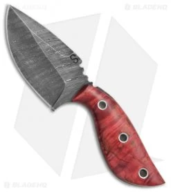 Olamic Cutlery Listok Skinner Fixed Blade Knife Red Birch (3.6" Damascus) #4351