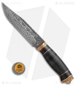 Olamic Voykar HT Fixed Blade Knife Stacked Leather/Bronze (6" Marbled Damascus) 9 Olamic Voykar HT Fixed Blade Knife Stacked Leather/Bronze (6" Marbled Damascus) -Knives Online Store Olamic Cutlery Voykar HT stacked leather bronze marbled damascus BHQ 71916 er size
