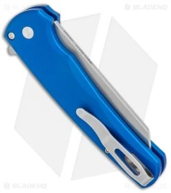 Pro-Tech Malibu Reverse Tanto Flipper Knife Blue (3.3" SW S45VN) BHQ Exclusive 8 Pro-Tech Malibu Reverse Tanto Flipper Knife Blue (3.3" SW S45VN) BHQ Exclusive -Knives Online Store Pro Tech Mailbu Reverse TAnto Plunge Lock Flipper Blue SW BHQ 137907 jr side
