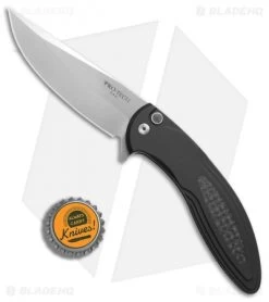 Pro-Tech Cambria Flipper Knife Black Al/Carbon Fiber (3.5" Stonewash) CF21 -Knives Online Store Protech Cambria flipper black al cf sw CF21 BHQ 74255 er bottlecap