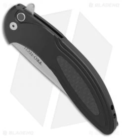 Pro-Tech Cambria Flipper Knife Black Al/Carbon Fiber (3.5" Stonewash) CF21 -Knives Online Store Protech Cambria flipper black al cf sw CF21 BHQ 74255 er spine