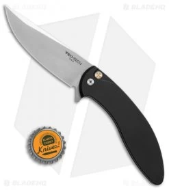 Pro-Tech Cambria Prototype Flipper Knife Black Aluminum (3.5" Stonewash) -Knives Online Store Protech Cambria prototype black aluminum sw BHQ 71350 er size