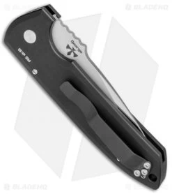 Pro-Tech Les George Rockeye Automatic Knife Smooth Black (3.4" Satin) -Knives Online Store Protech Les George Rockeye Automatic Smooth Black Satin LG201 S BHQ 78543 jr side