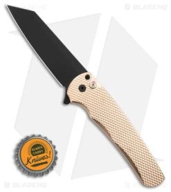 Pro-Tech Malibu Reverse Tanto Button Lock Knife Bronze Alum (3.3" Black DLC) -Knives Online Store Protech Malibu Reverse Tanto Flipper Knife Textured Bronze AL 3in DLC BHQ 176168 td size