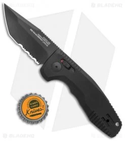 SOG Knives SOG-TAC AU Compact Tanto Automatic Knife Aluminum (2.9" Black Serr) 9 SOG Knives SOG-TAC AU Compact Tanto Automatic Knife Aluminum (2.9" Black Serr) -Knives Online Store SOG Knives SOG TAC AU Compact Auto Tanto Black Black Serr BHQ 119255 jr bottlecap