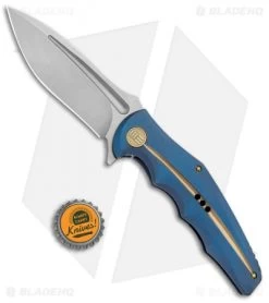 WE Knife Co. 608Q Frame Lock Knife Blue Titanium (4" Stonewash) -Knives Online Store WE Knife Co 608Q FL Blue SW BHQ 85488 jr bottlecap