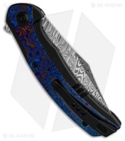WE Knife Co. Snick Frame Lock Knife Black Titanium/Timascus (3.5" Damascus) -Knives Online Store WE Knife Co Snick Frame Lock Black Ti Timascus 3in 5cm Damascus BHQ 137729 td side