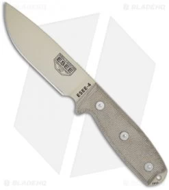 ESEE Knives ESEE-4P-MB-DT Wilderness Knife W/ MOLLE Back (4.5" Tan Plain)