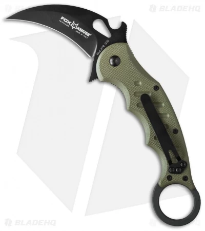 Fox Knives Karambit Folder Knife OD Green G-10 (3.1" Black) 479OD 3 Fox Knives Karambit Folder Knife OD Green G-10 (3.1" Black) 479OD