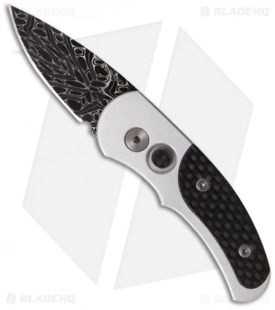 Pro-Tech Damascus Custom Runt J4 Automatic Knife W/ Carbon Fiber 4400-D 3 Pro-Tech Damascus Custom Runt J4 Automatic Knife W/ Carbon Fiber 4400-D