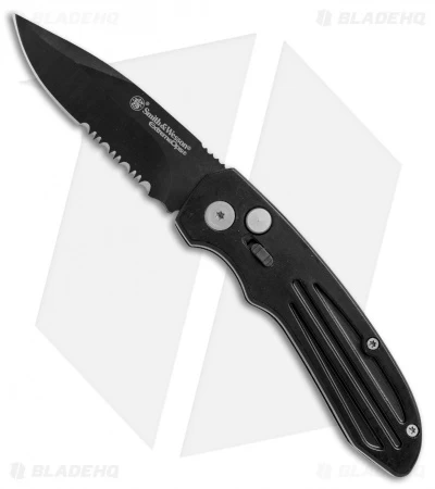 Smith & Wesson Extreme Ops Drop Point Automatic Knife (3.25" Black Serr) SW50BS 3 Smith & Wesson Extreme Ops Drop Point Automatic Knife (3.25" Black Serr) SW50BS